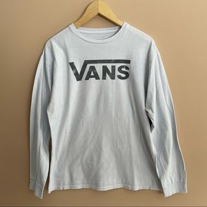Vans White Long Sleeved Shirt with Faded Logo - Men’s Size Medium